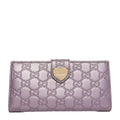 Metallic Soft Guccissima Heart Continental Wallet Lilac