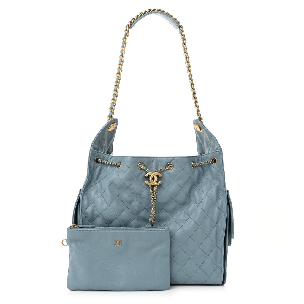 Caviar Quilted Medium Chanel 25 Handbag Blue