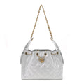 Metallic Caviar Quilted Small Chanel 25 Hobo Silver