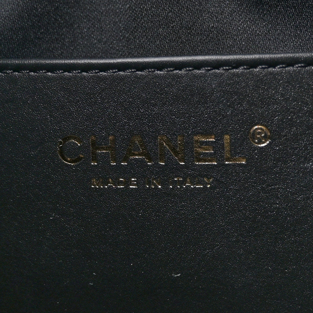 Washed Denim Quilted Small Chanel 25 Handbag Black