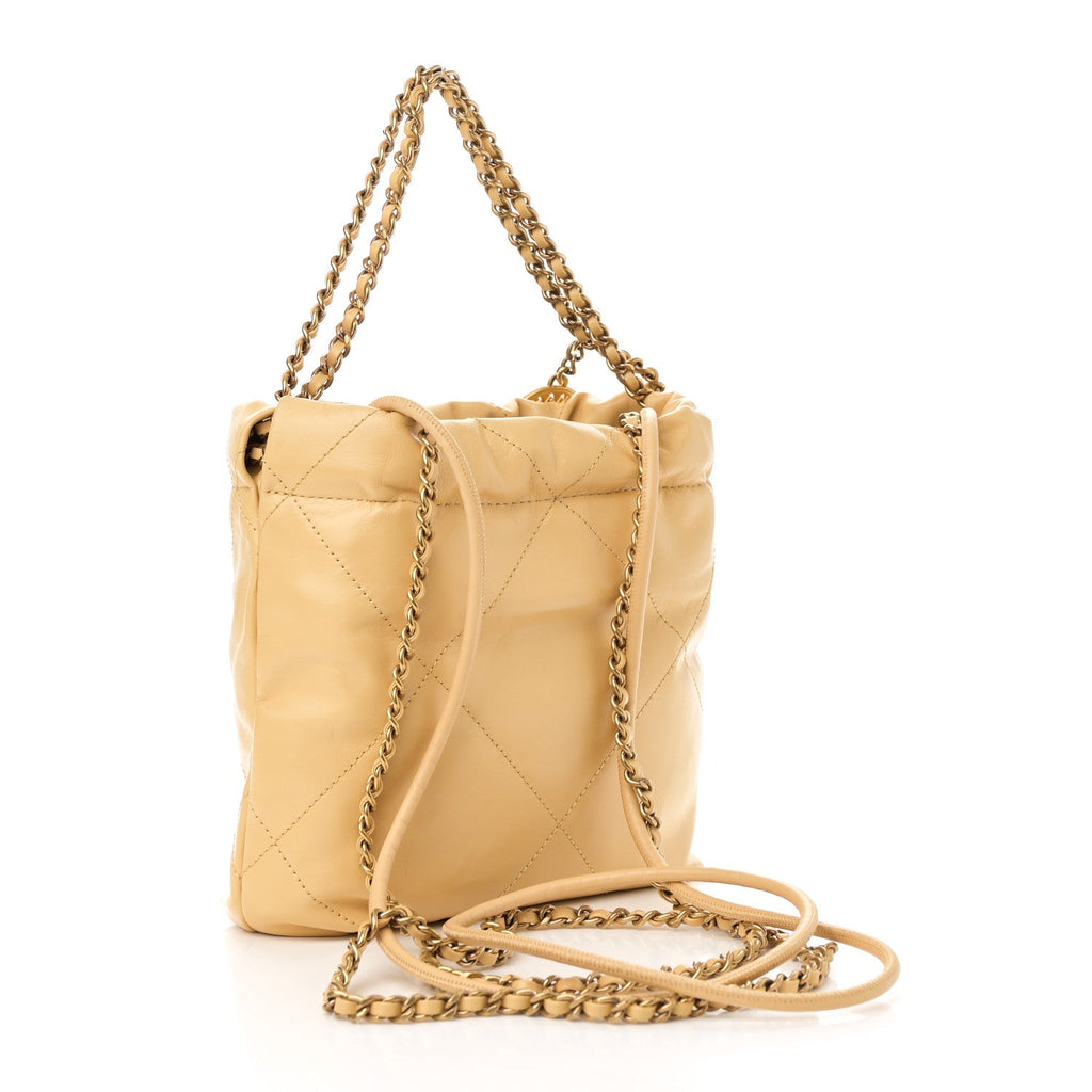 Shiny Calfskin Quilted Mini Chanel 22 Yellow