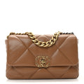 Lambskin Quilted Medium Chanel 19 Flap Light Brown