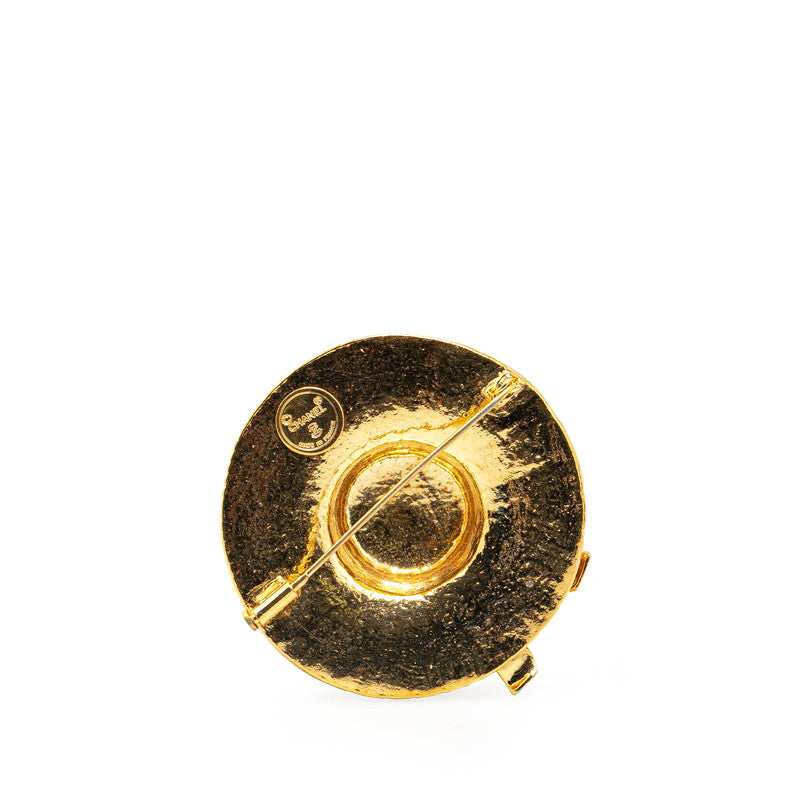 Chanel Gold Plated Straw Hat Ribbon Brooch