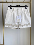 Chanel 24s White Flower Denim Shorts 36FR Brand new