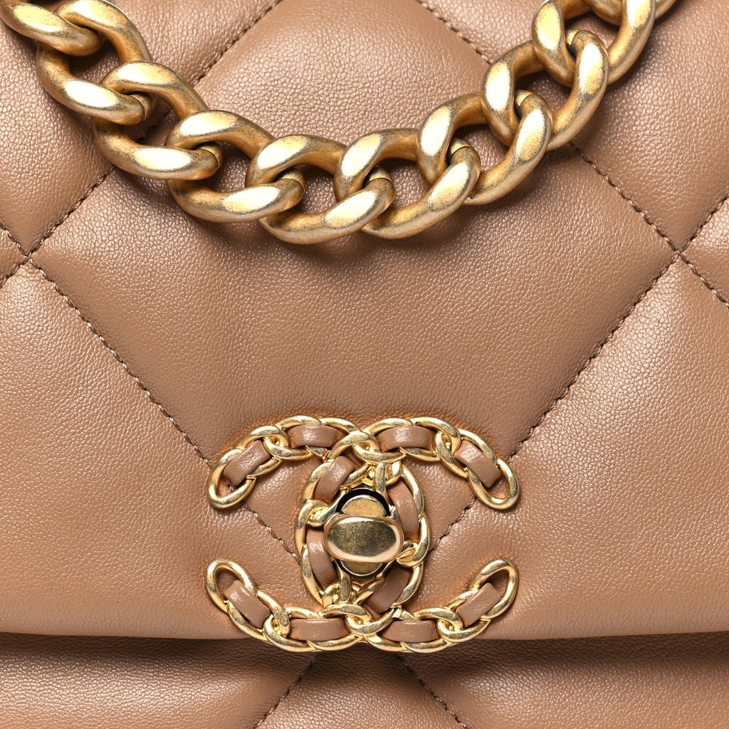 Lambskin Quilted Medium Chanel 19 Flap Brown