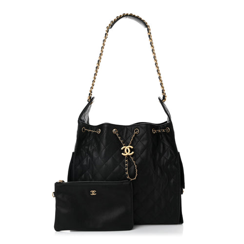 Caviar Quilted Medium Chanel 25 Handbag Black