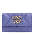 Goatskin Quilted Chanel 19 Small Flap Wallet Purple