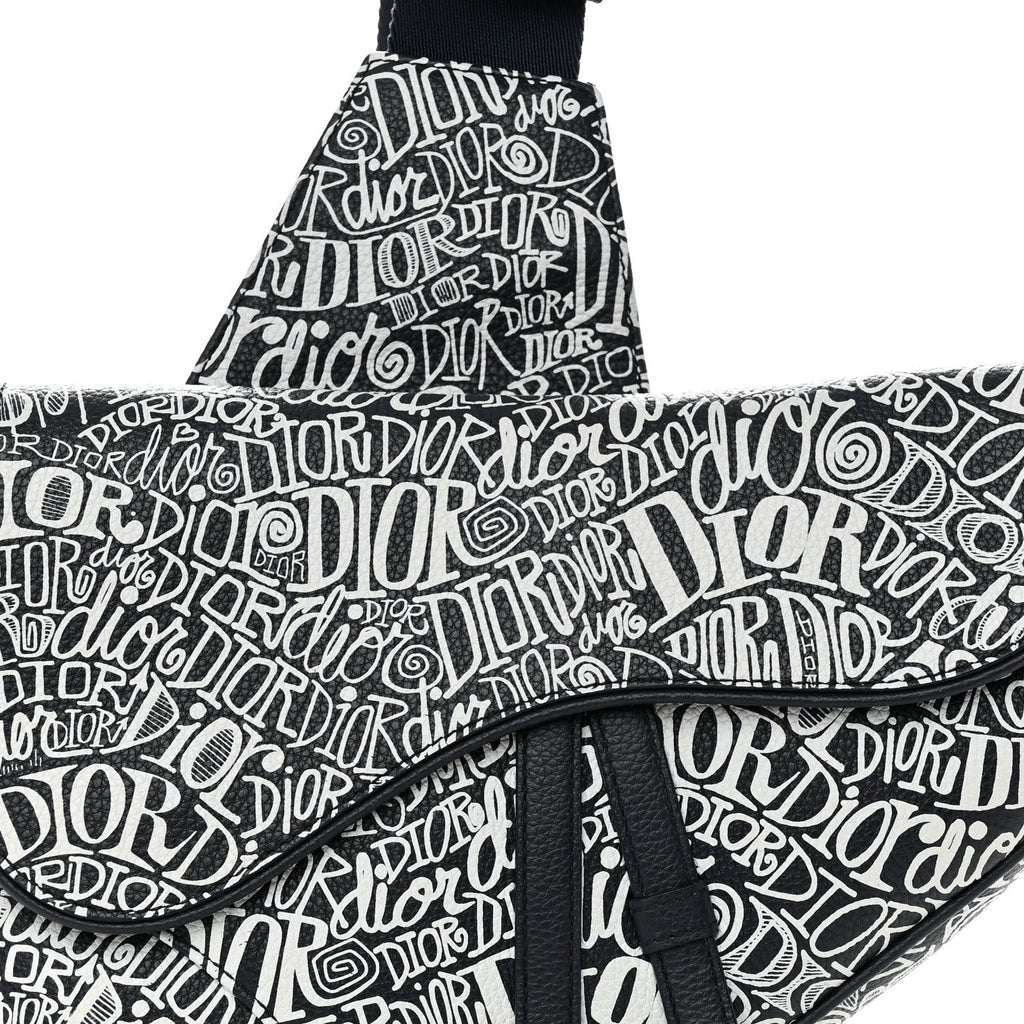 Dior x SHAWN STUSSY Grained Calfskin Saddle Bag - Navy Blue