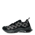 Tela Retino Mesh Crystal Suede GG Monogram Womens Gucci Run Sneakers 39 Black Silver