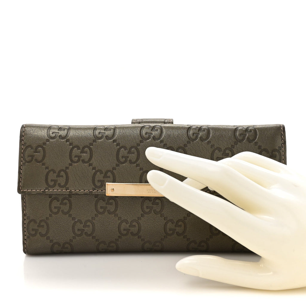 Guccissima Margaux Calfskin Metal Bar Continental Flap Wallet Sasso