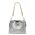 Metallic Caviar Quilted Small Chanel 25 Hobo Silver