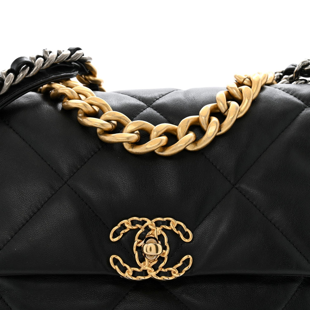 Goatskin Quilted Large Chanel 19 Flap Black