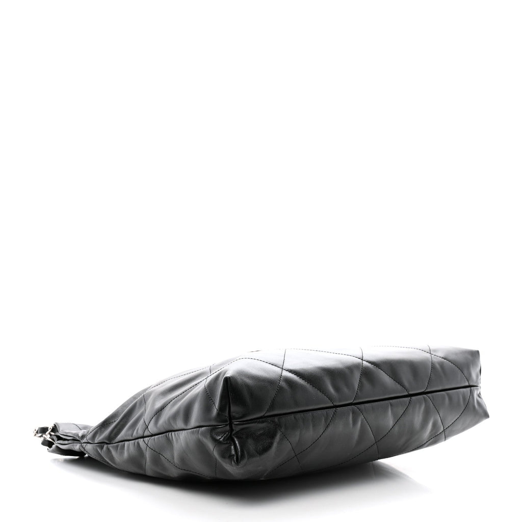 Shiny Calfskin Quilted Chanel 22 Black