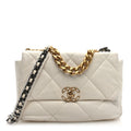 Lambskin Quilted Large Chanel 19 Flap White