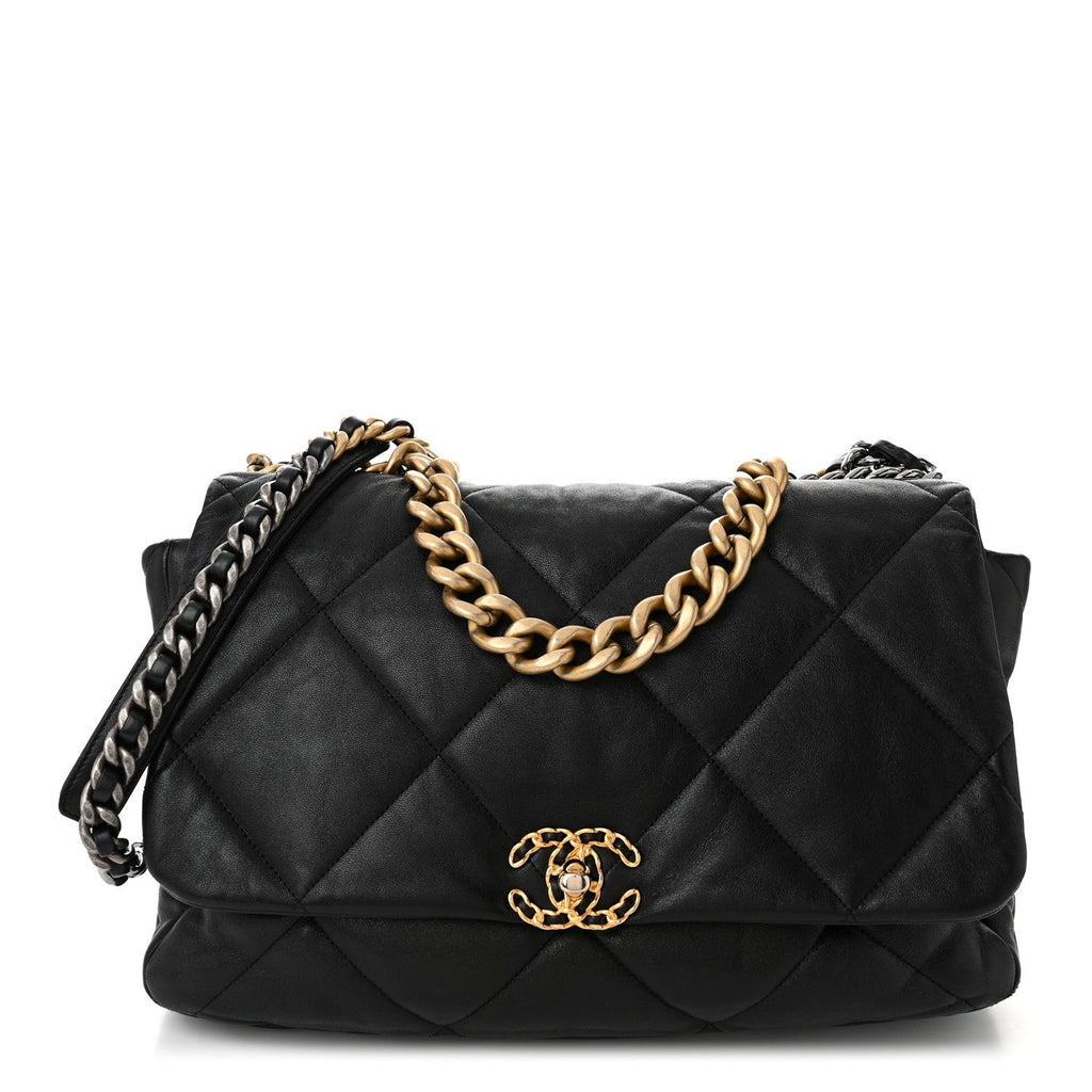 Lambskin Quilted Maxi Chanel 19 Flap Black