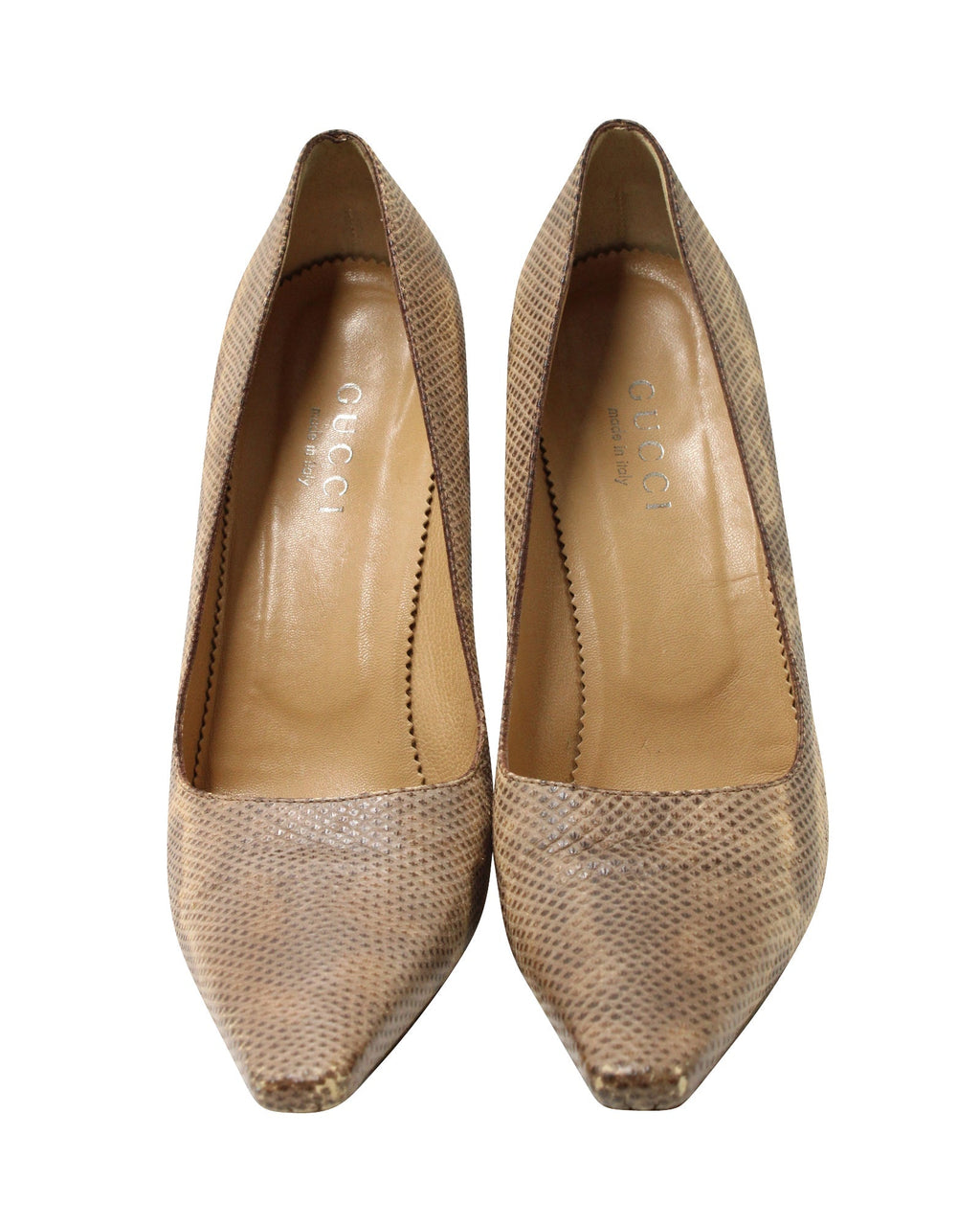 Gucci Snakeskin Print Pointed Pumps in Multicolor Leather