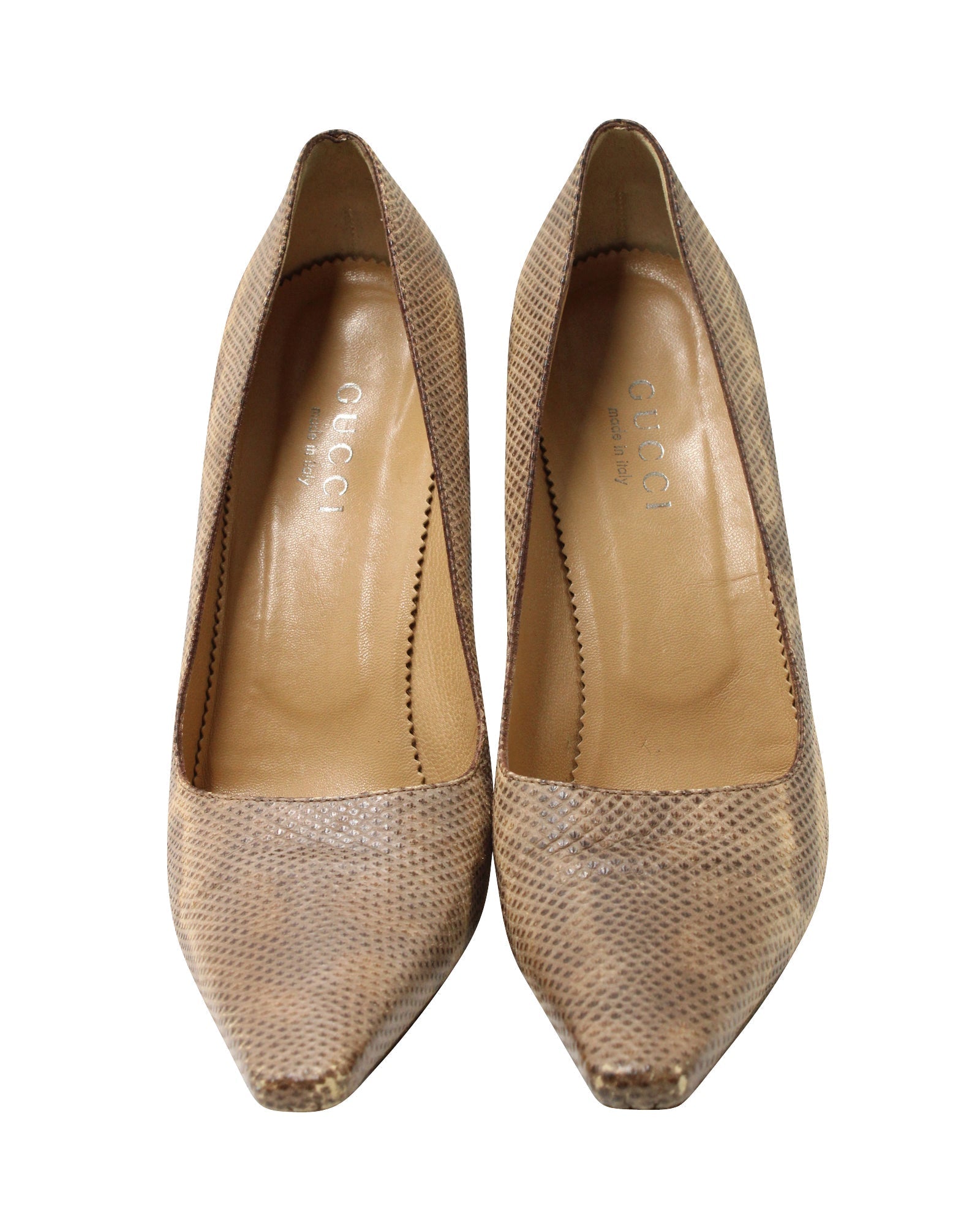Gucci Snakeskin Print Pointed Pumps in Multicolor Leather