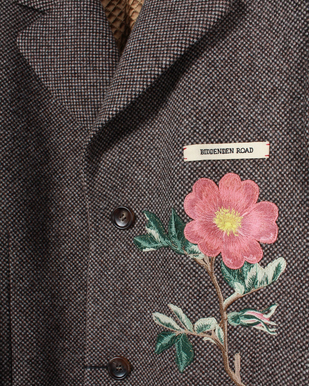 Gucci Floral Embroidered Checked Coat in Brown Wool