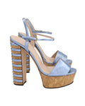 Gucci Ankle Strap Platform Sandals in Blue Leather