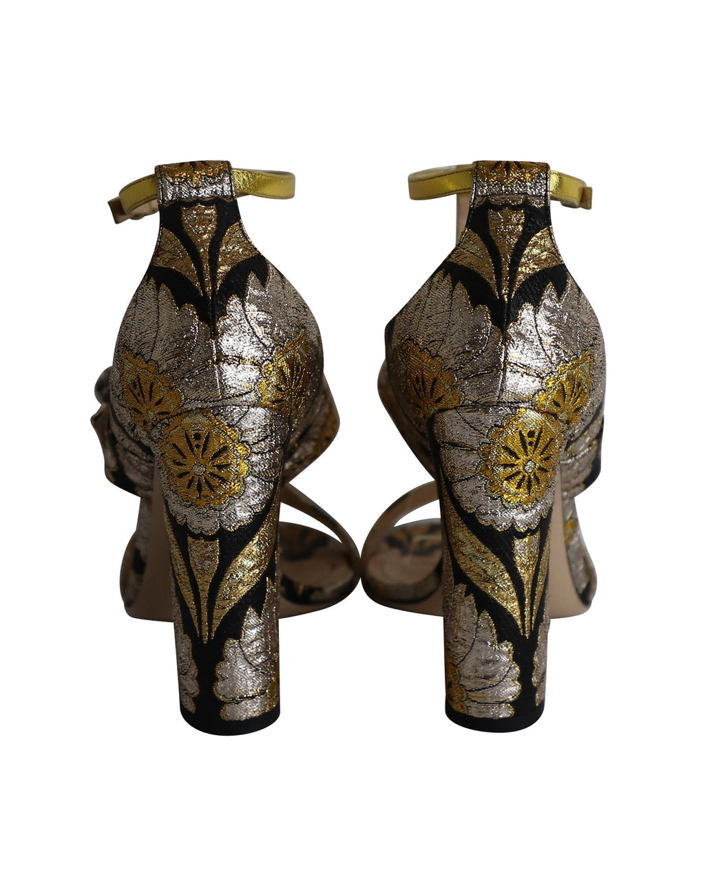 Women's Gucci Dionysus Buckle Metallic Floral Brocade Sandals in Multicolor Silk