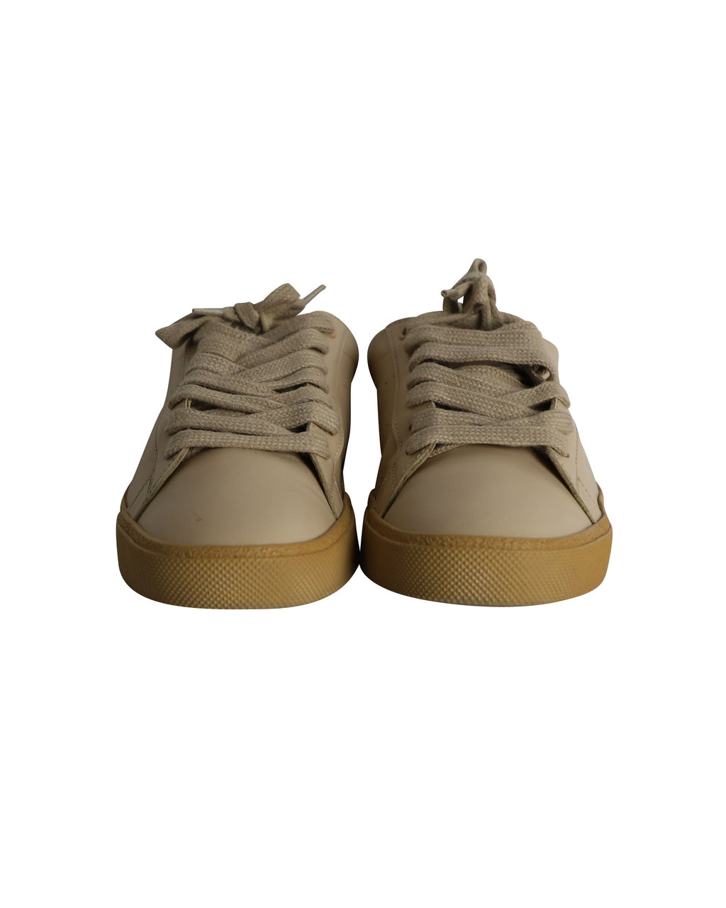 Saint Laurent SL/06 Court Classic Low-Top Sneakers in Beige Calfskin Leather