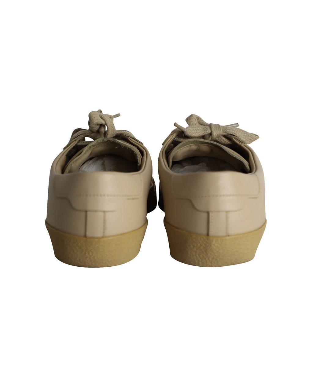 Saint Laurent SL/06 Court Classic Low-Top Sneakers in Beige Calfskin Leather