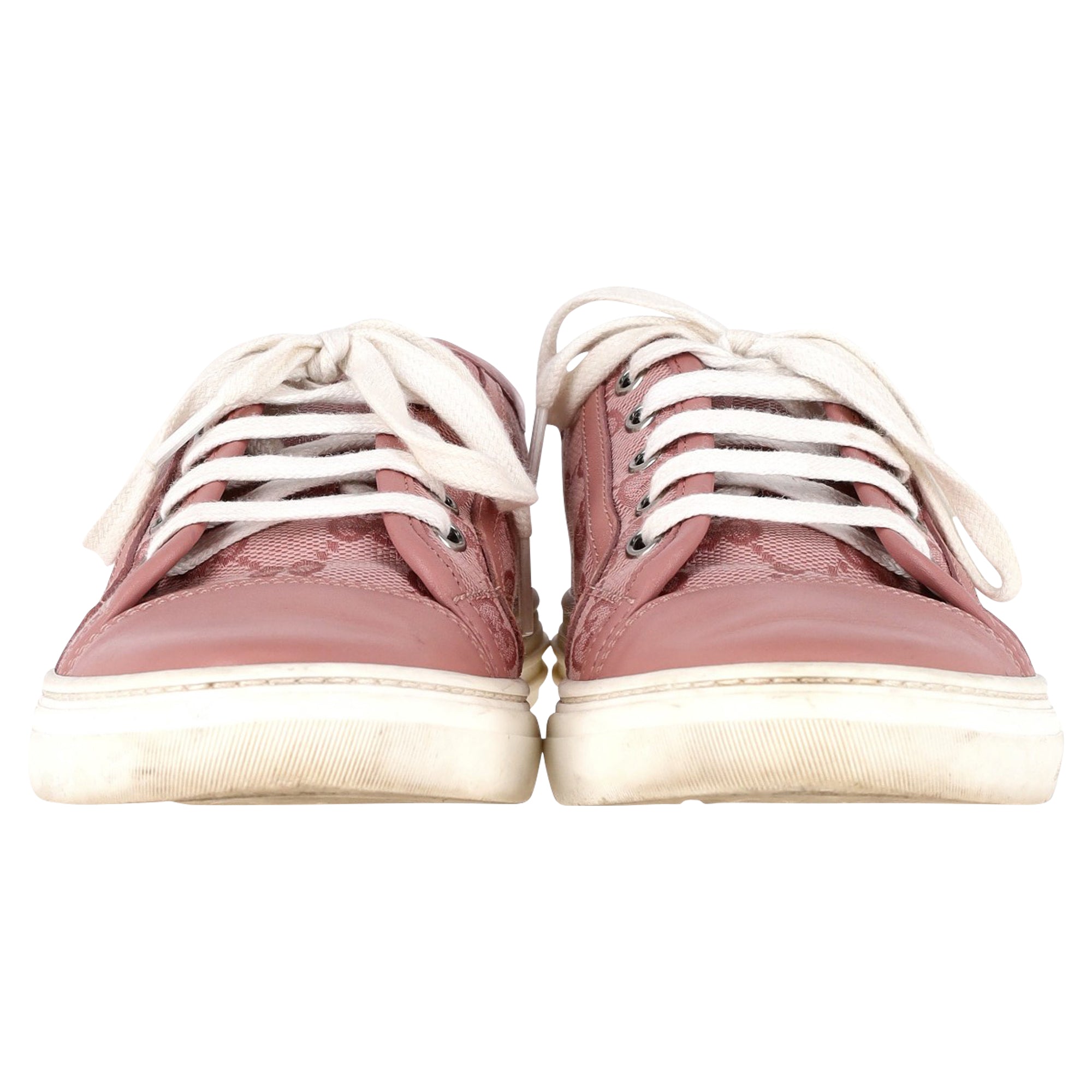 Gucci GG Monogram Low Top Sneakers in Pink Leather