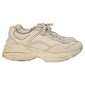 Gucci Rhyton Distressed Lace-Up Sneakers in Cream Leather
