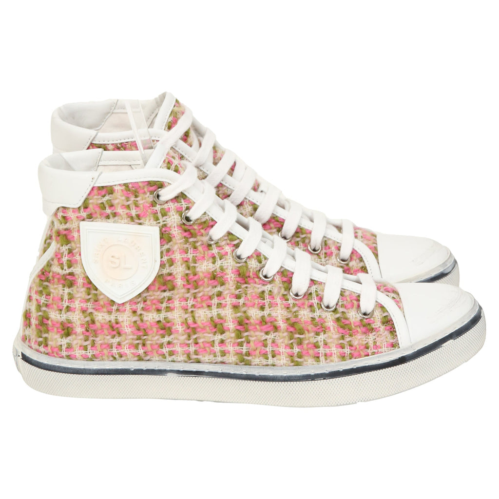 Women's Saint Laurent Bedford Tweed High-Top Sneakers in Multicolor Wool