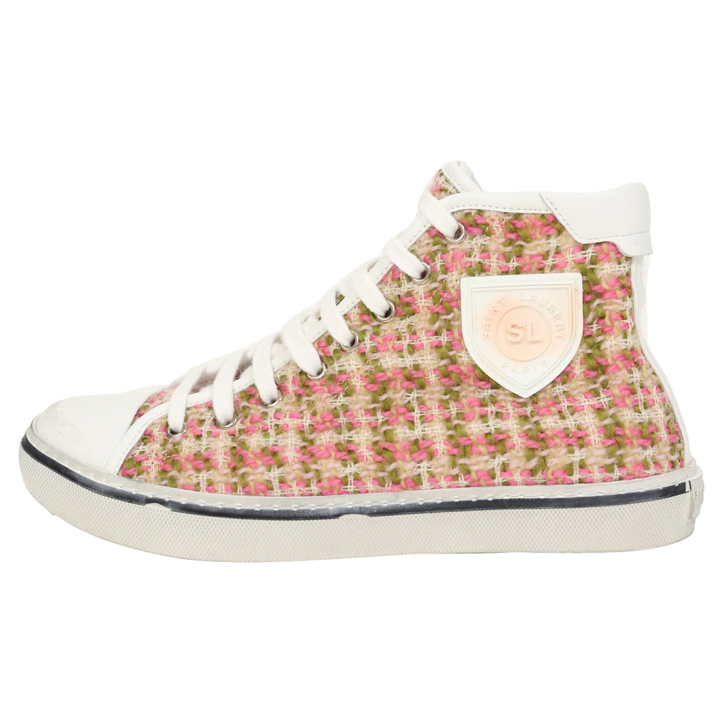 Women's Saint Laurent Bedford Tweed High-Top Sneakers in Multicolor Wool