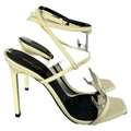 Saint Laurent Amber Strappy High-Heeled Sandals in Cream Leather