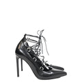 Saint Laurent Thorn Lace Up Pointed Toe Pumps in Black Leather