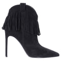 Women's Saint Laurent Fringe Ankle Boots in Black Suede