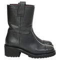 Chanel 2020 Interlocking CC Logo Moto Boots in Black Leather