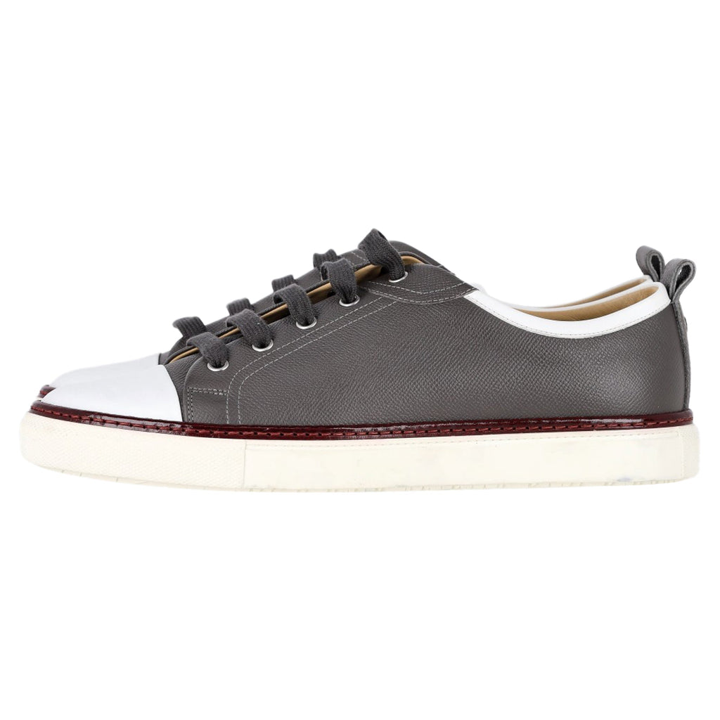Hermès Two Tone Inside Lace Up Sneakers in Grey Leather