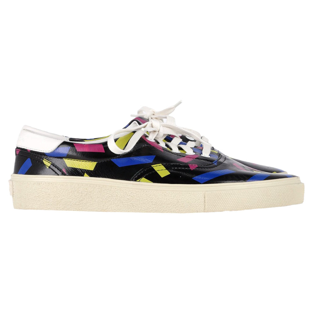 Saint Laurent Printed Low Top Snekaers in Black Leather