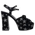 Women's Saint Laurent Candy Star Print Platform Sandals in Black Suede