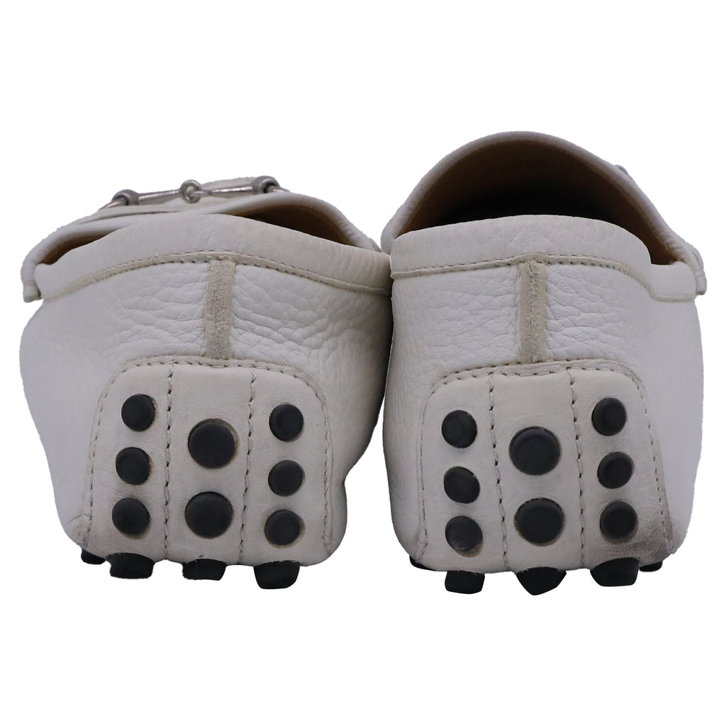 Gucci Horsebit Driver Shoes in White Leather