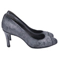 Women's Chanel CC Distressed Accent Pumps in Grey Suede