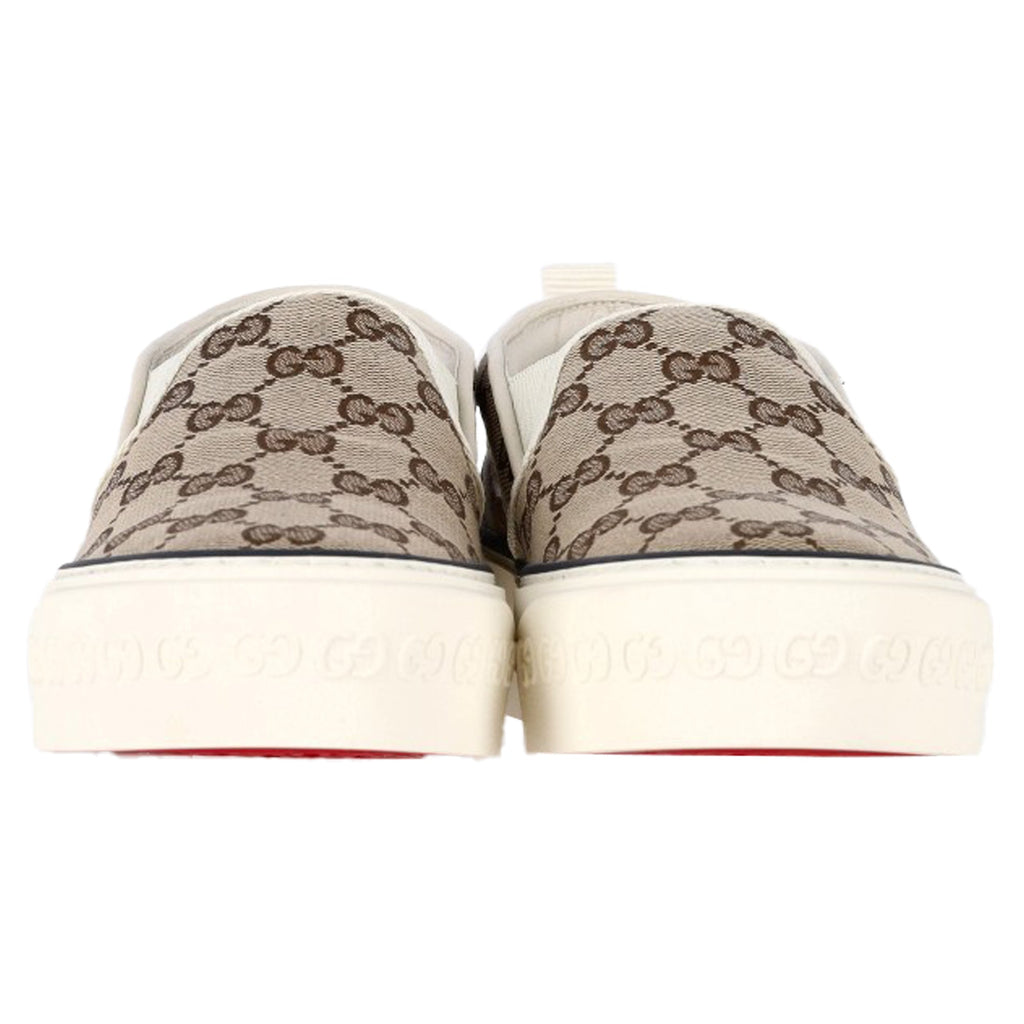 Gucci Tennis 1977 Slip-On GG Platform Sneakers in Beige Canvas