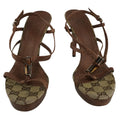 Gucci Vintage Brown Monogram Bamboo Heels