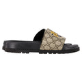 Gucci GG Supreme Tiger Print Sandals in Beige Canvas