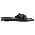 Women's Louis Vuitton LV Isola Slide Flat Sandals in Black Calf Leather