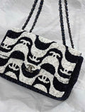 Chanel 21C Black and White Sequin Graffiti Logo Medium Classic Single Flap Ruthenium Hardware