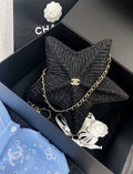 Chanel Star Coco Beach Bag Black Raffia Aged Gold Hardware