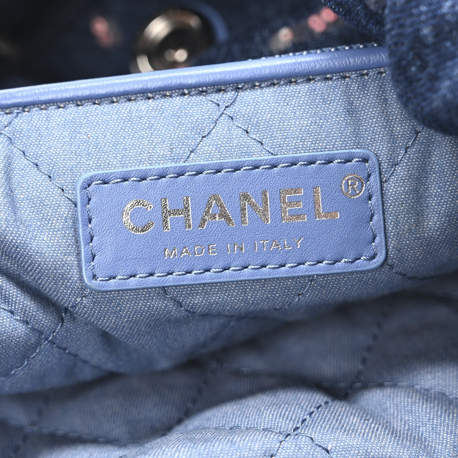 Denim Sequin Chanel 22 Blue