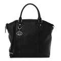 Guccissima Large GG Charm Convertible Dome Satchel Black