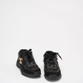 Chanel Black Leather and Suede Lace Up Sneakers 39 ½