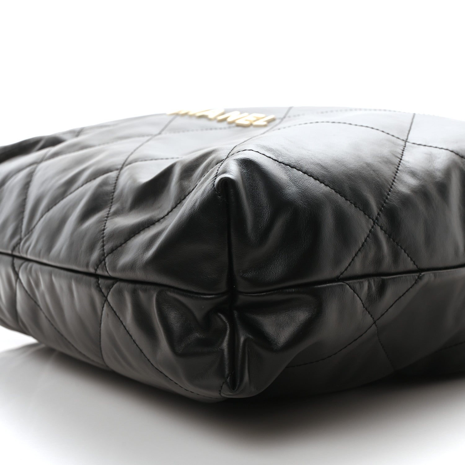 Calfskin Quilted Large Chanel 22 Black White