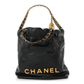 Shiny Calfskin Quilted Mini Chanel 22 Black